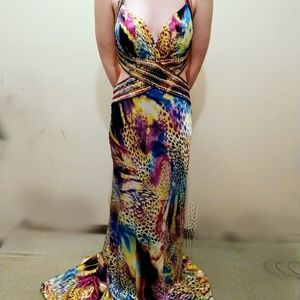 La Femme Paris Size 8 Multi Colored Gown